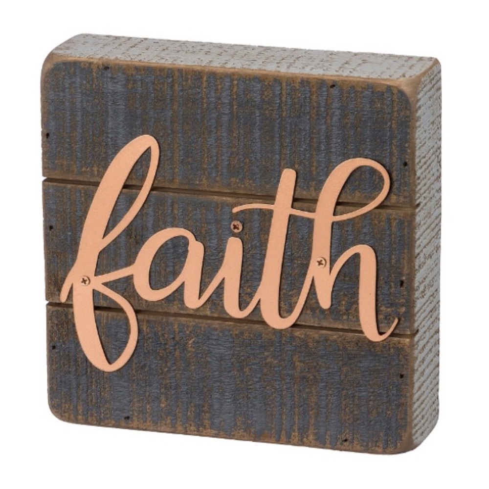 Rustic Farmhouse "Faith" Box Sign Wall Art
